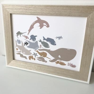 Sea creatures neutral palette (A4 landscape)