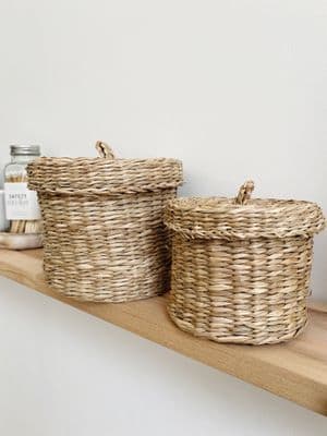 Seagrass Baskets with Lids (set of 2)