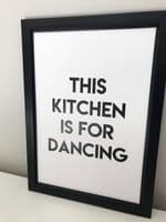 This kitchen is for dancing (A4 monochrome)