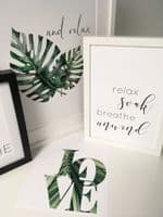 Tropical leaf central 'and relax'  (A3 print)