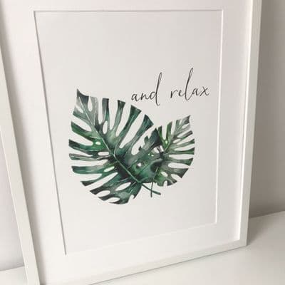 Tropical leaf central 'and relax'  (A3 print)