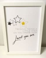 Twinkle twinkle little star (A4 grey and yellow)