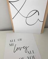 XO kiss hug (A3 & A5 monochrome)