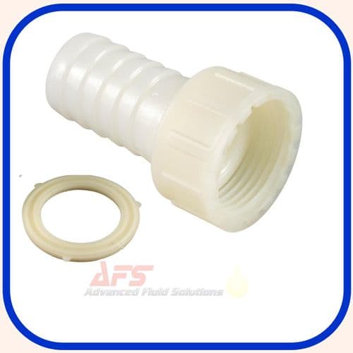 1/2 BSP Swivel Female x 16mm Straight Hose Tail (PA66 White Polyamide Nylon)
