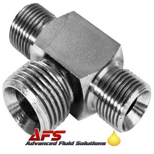 1/4 x 1/4 x 3/8 BSP Male x Male x Male Unequal Tee 3 Way Adaptor Coned