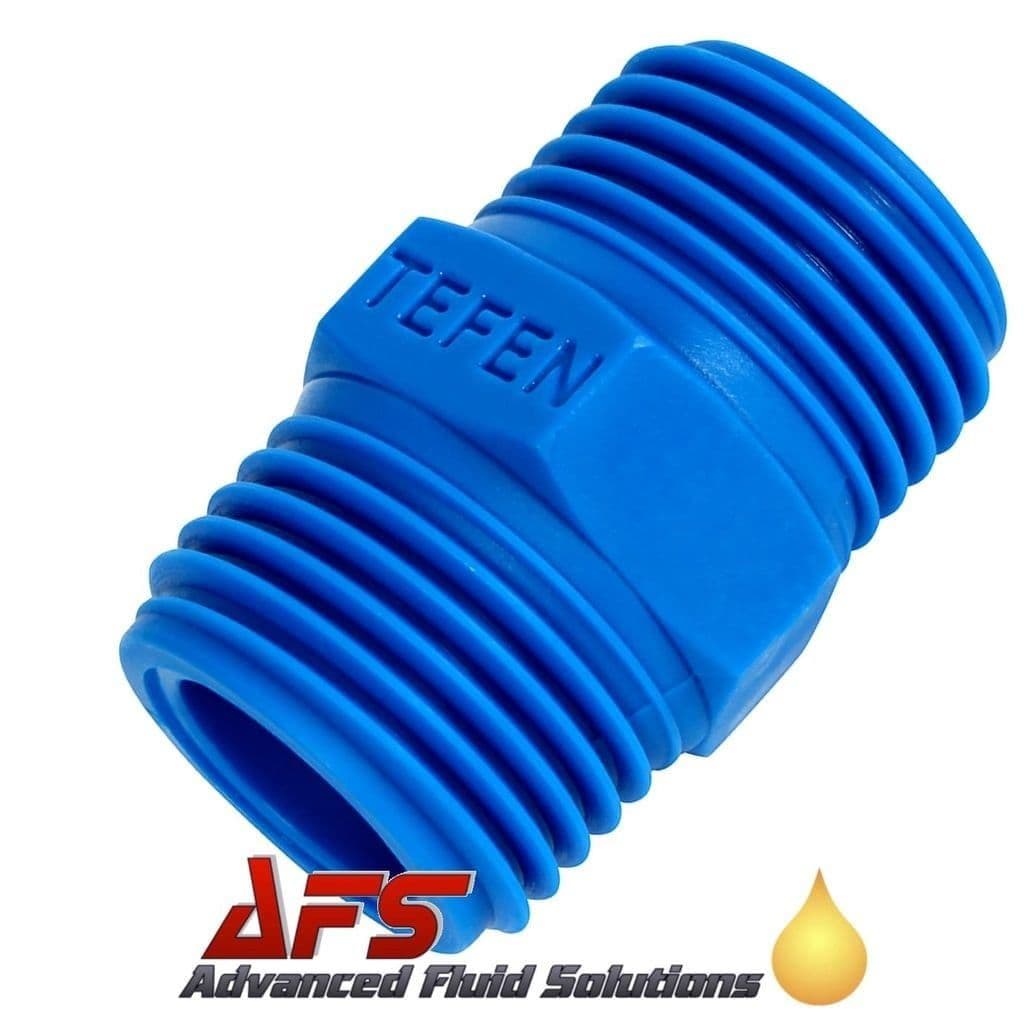 1/8 BSPT Tefen Equal Hex Nipple Nylon Adaptor Blue Plastic Food Grade
