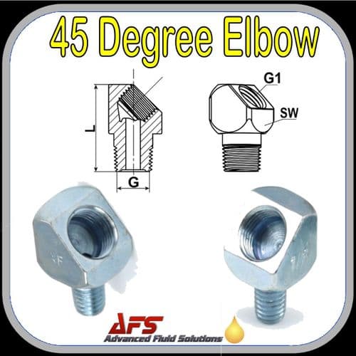 1/8 NPT Male x Female 1/8 NPT 45 Degree Adaptor Grease Line Adapter Fitting