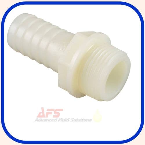 1.1/2 BSP Male x 40mm Straight Hose Tail (PA66 White Polyamide Nylon)