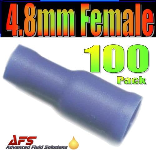 100 Blue 4.8mm Female Fully Insulated Wiring Terminals