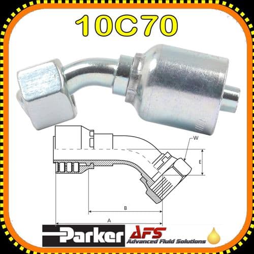 10C70-25-16 - Female Metric S Swivel O-Ring - 45 Deg Elbow - Parker 70 Series