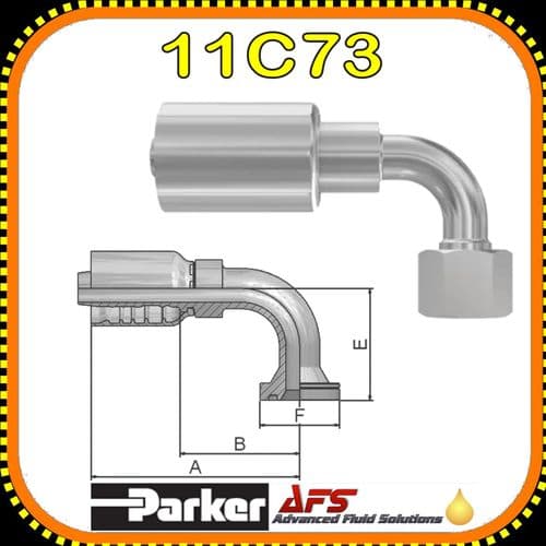 11C73-25-16 - Female Metric S Series Swivel O-Ring - 90 Deg Elbow - Parker 73 Series