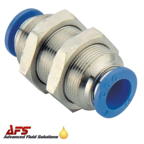 12mm Bulkhead Union Push Fit Fitting Metric Nylon Pipe/Tube Connector