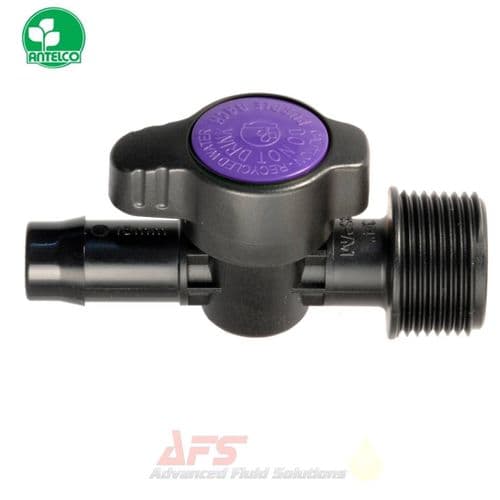 13mm Barb x 3/4 BSPM Purple Back® Valve - Polypropylene Plastic Flow Control Stop Tap