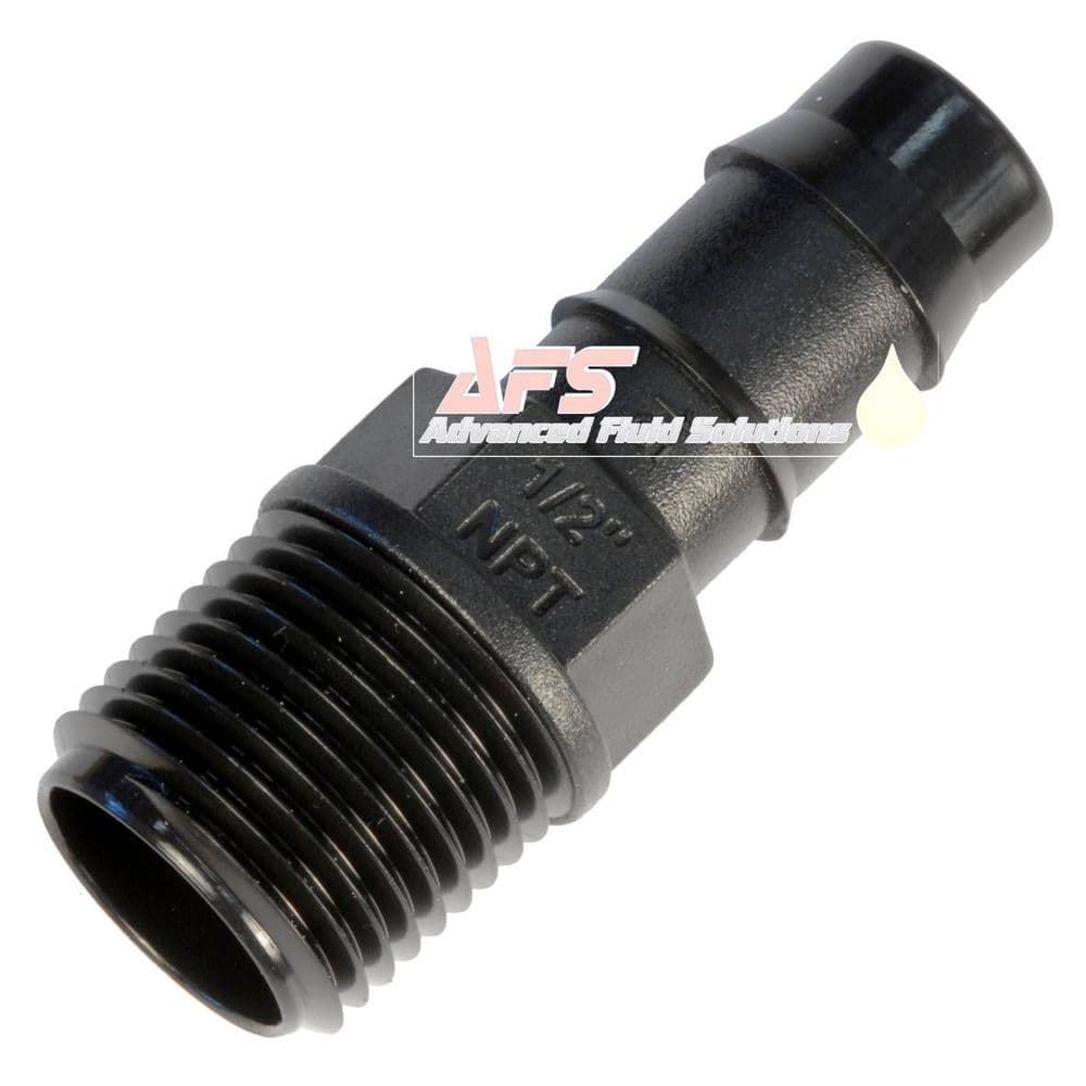 15mm HoseTail x 1/2 NPT Straight Double Barbed Hose Joiner Poly Tubing