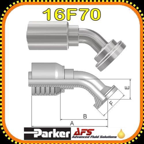 16F70-16-16 - SAE Code 62 Flange Head - 45° Elbow - Parker 70 Series