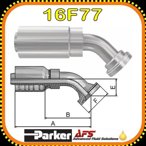 16F77-20-20 - SAE Code 62 Flange Head - 45° Elbow - Parker 77 Series