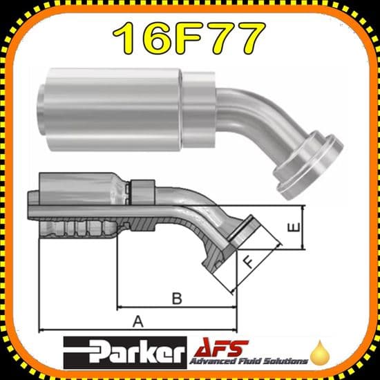 16F77 - SAE Code 62 Flange Head Elbow 45° Crimped Parker Fittings
