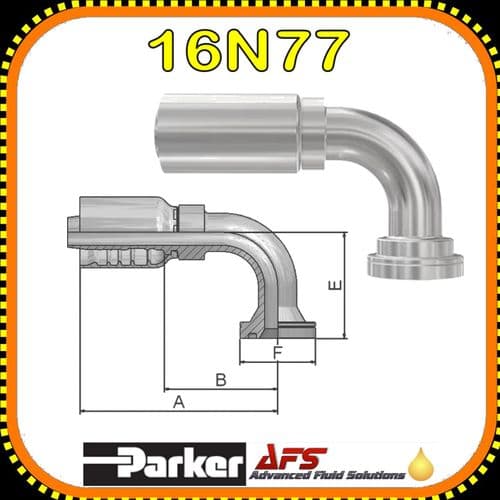 16N77-16-16 - SAE Code 62 Flange  90 Degree Elbow -  Parker 77 Series