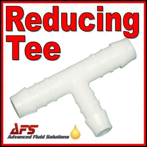 18mm > 10mm < 18mm Reducing T Piece White Plastic Hose Joiner Barbed Connector 3 Way Tee Bar