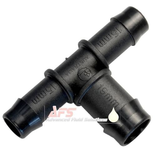 18mm - 19mm Increasing 3 Way Enlarger Tee Piece Hose LDPE Pipe Joiner Polypropylene