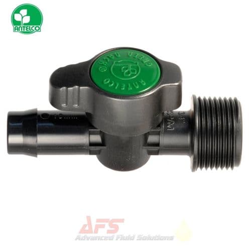 19mm Barb x 3/4 BSPM Green Back® Valve - Polypropylene Plastic Flow Control Stop Tap