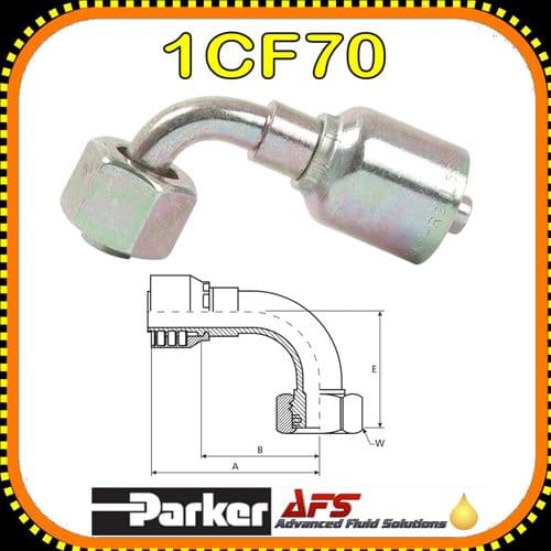 1CF70-22-12 - Female Metric L Swivel O-Ring  - 90 Deg Elbow - Parker 70 Series