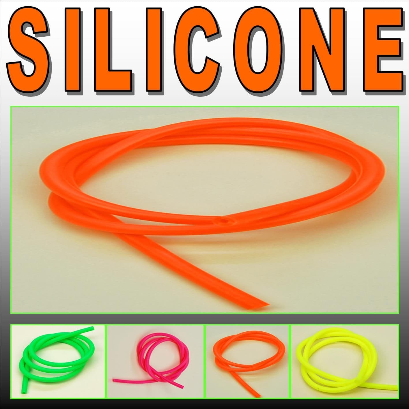 2 3mm 3/32" I D Fluorescent Orange RC Silicone Nitro Glow Fuel Line