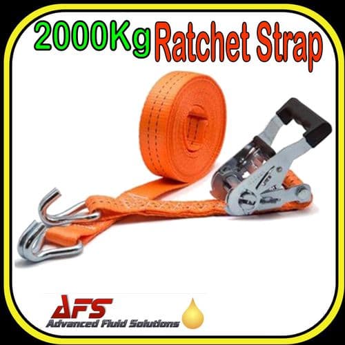 2000 Kg (2 ton) x 6 Metre 2-Part Heavy Duty Ratchet Strap (Orange)