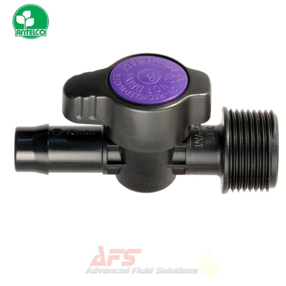 21mm Barb x 3/4 BSPM Purple Back Valve - Polypropylene Plastic Flow ...