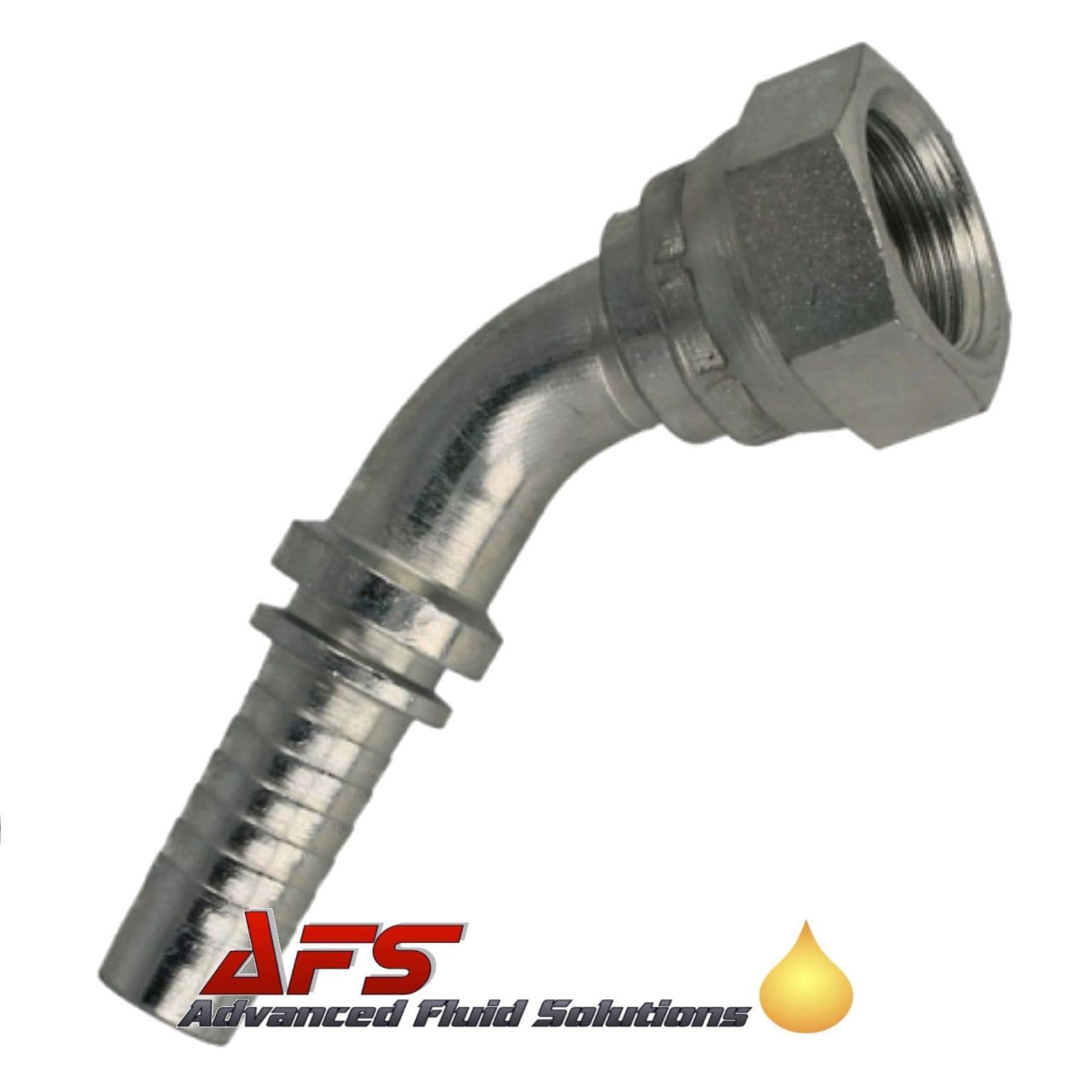 3/416 JIC Elbow 45 Degree Female x 3/8 Hosetail Hydraulic Fitting