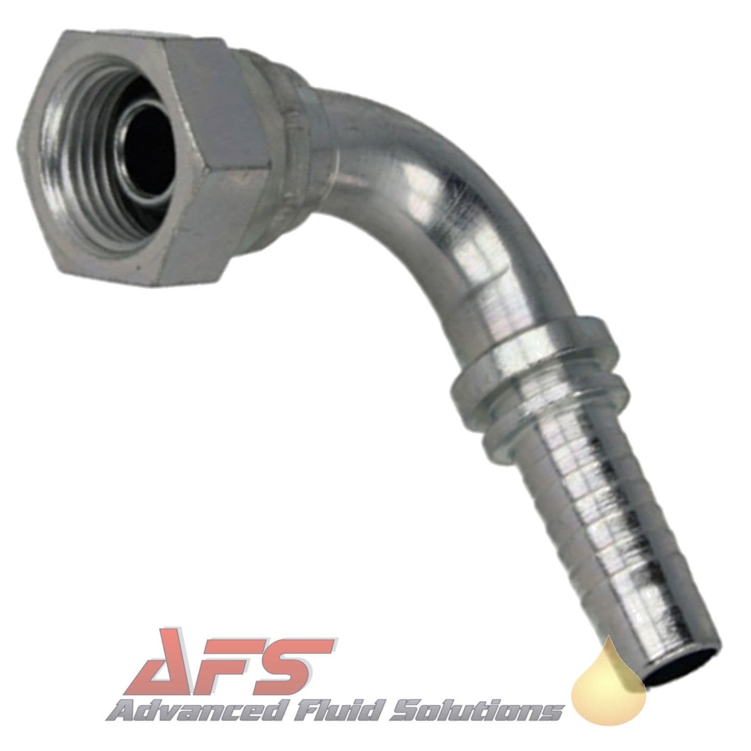 3/8 BSP 90 Degree Swivel Female x 1/4 inch Hosetail Hydraulic Mild