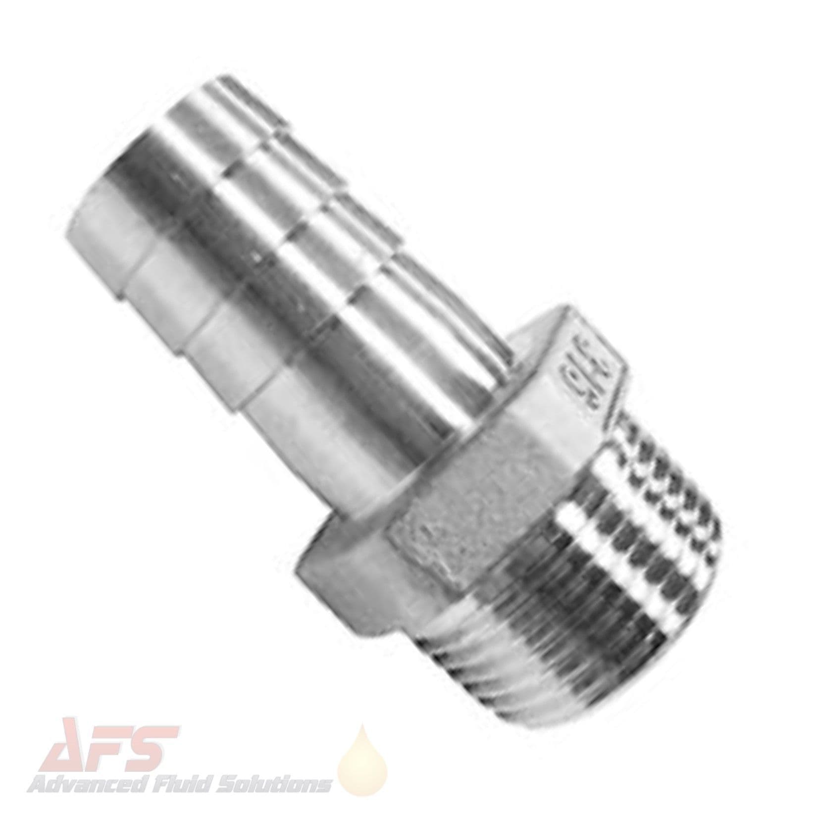 3/8 BSPT Male x 8mm (5/16) HoseTail Fitting - SS 316 Stainless Steel 
