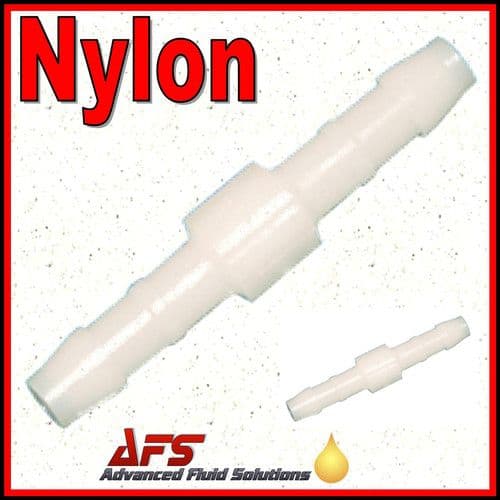 4mm (5/32) Straight White Plastic Hose Joiner Barbed Connector