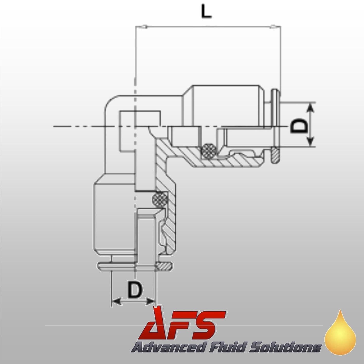 4mm InLine 80 BAR High Pressure 90 Elbow Brass Push Fit Connector
