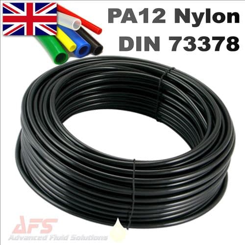 4mm x 2.3mm Black Plastic Nylon Tube Semi-rigid PA 12 HL DIN 73378