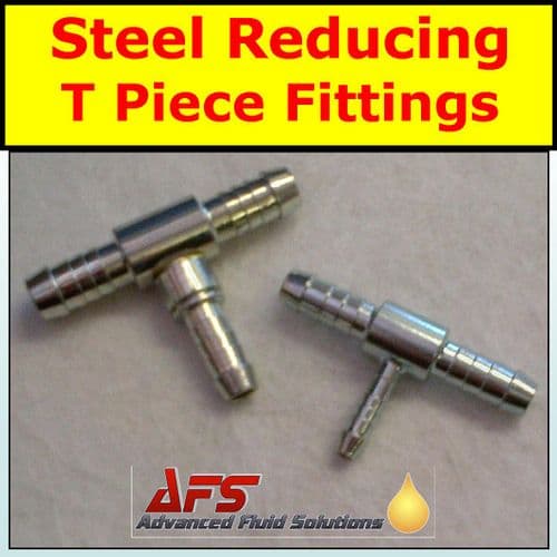 4mm x 4mm x 4mm (5mm) Steel Barbed T Bar 3 Way Fuel Hose Joiner