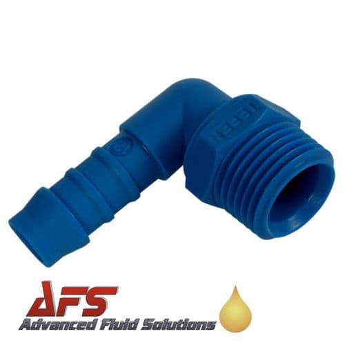 5mm (3/16) Hose Tail x 1/8 BSPT Male Elbow Tefen Blue Nylon Fitting