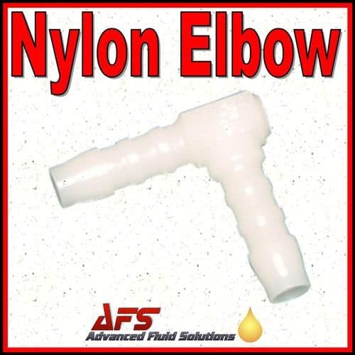 6mm (1/4) 90 Degree White Plastic Elbow Hose Joiner Barbed Connector