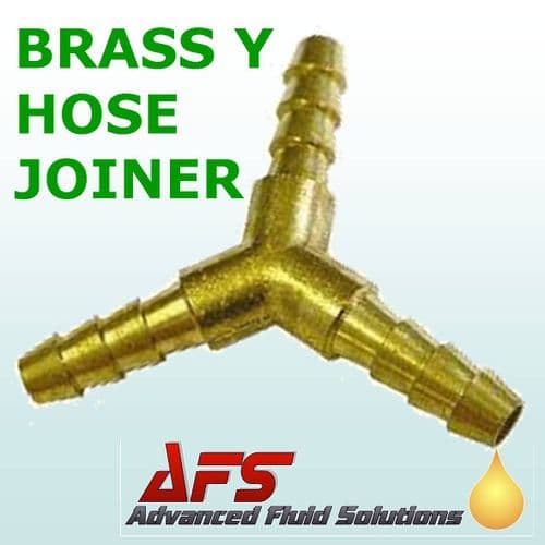 6mm 1/4" Brass Barbed Y Piece 3 way Fuel Hose Joiner