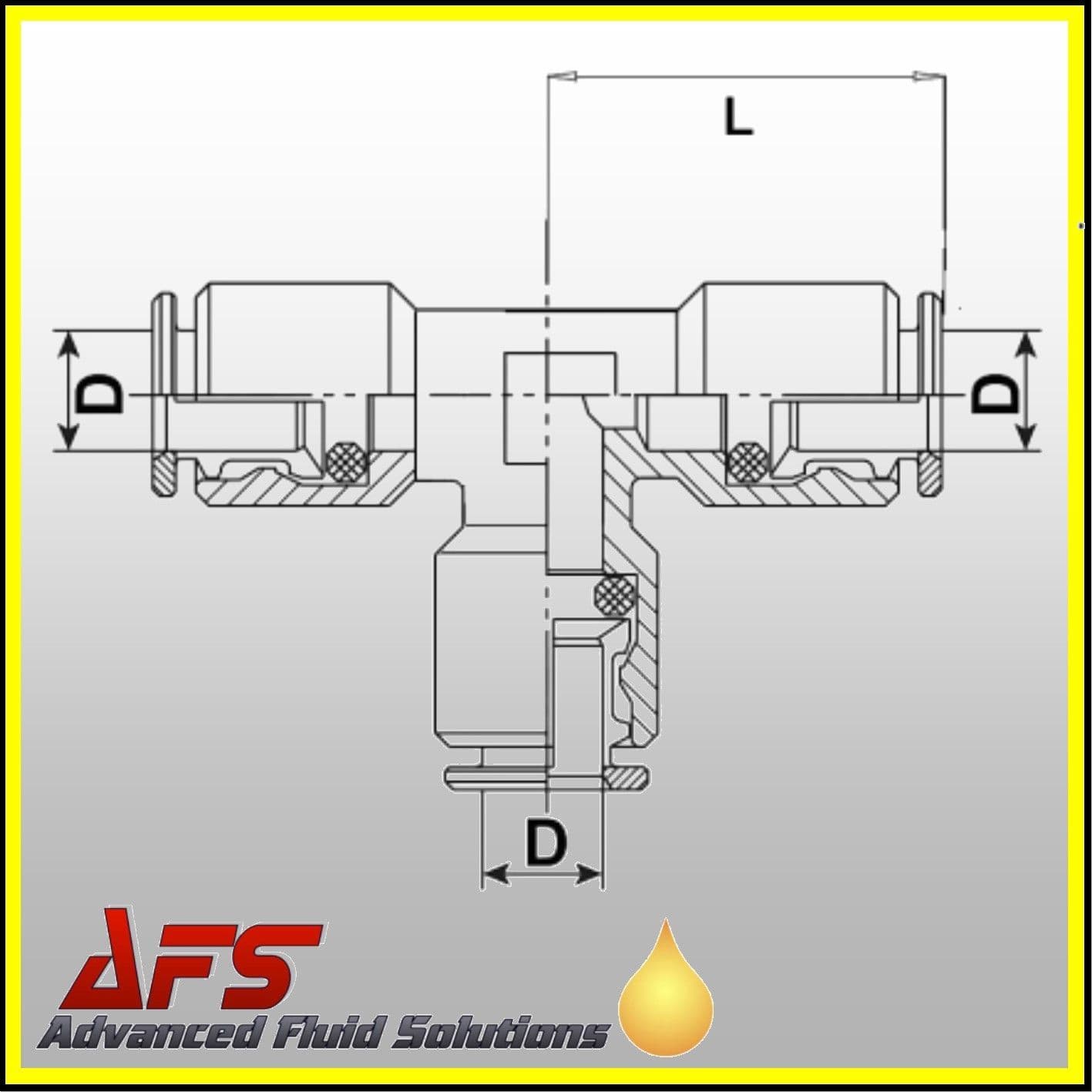 6mm Brass T Piece In-Line Connector Tee Piece 80 BAR High Pressure