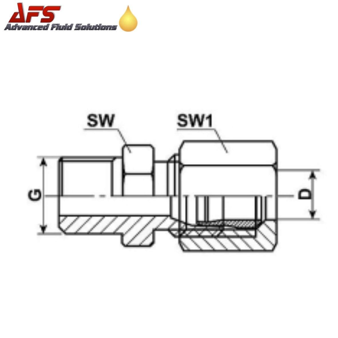 6mm x 1/4 BSP B Metric Straight Male Stud Compression Coupling