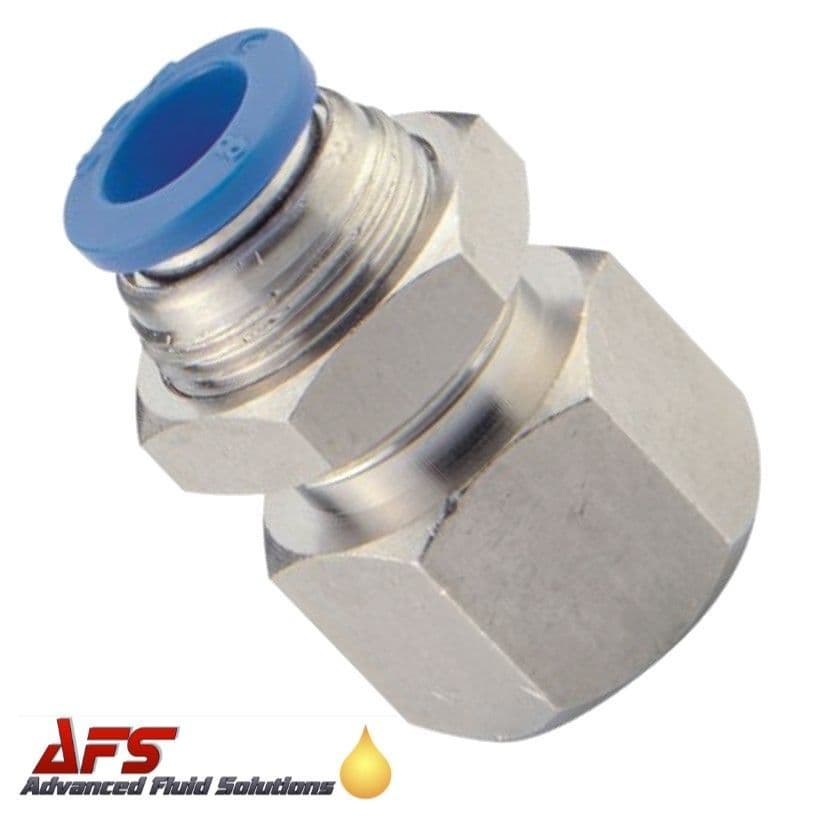 8mm x 3/8 BSP Female Bulkhead Union Push in Fitting Metric Nylon Pipe ...