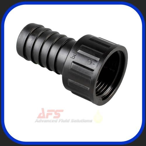 Black 1.1/2 BSP x 38mm Straight FIXED Female x Hose Barb
