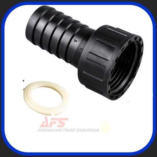 Black 3/4 BSP Swivel Female x 13 mm Straight Hose Tail (Polypropylene)