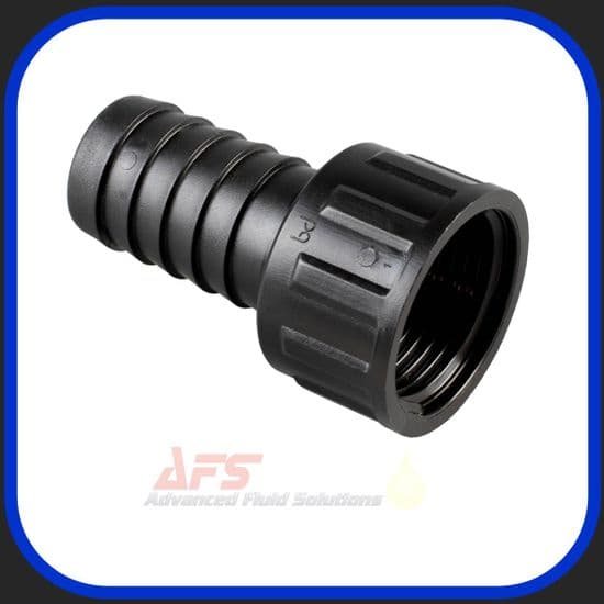 Black BSPP FIXED Female Thread x Hose Tail Fitting (Barbed)