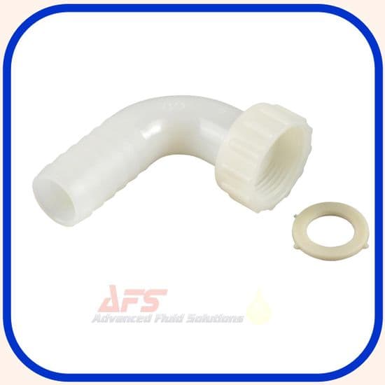 BSP 90 Degree Bend Female Threaded x Hose Tail Fitting (Polyamide PA66 White)