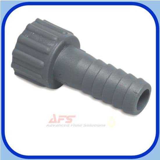 BSP Fixed Female Thread x Hose Tail Fitting (Poly PP Grey)