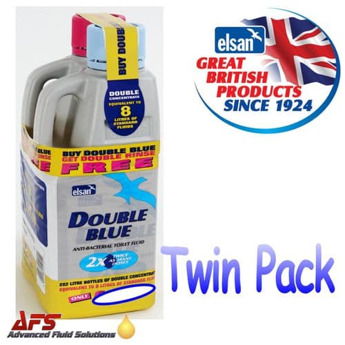 Elsan 2 Litre Double Blue & Pink Rinse TWIN PACK Concentrated Toilet Chemical Fluid