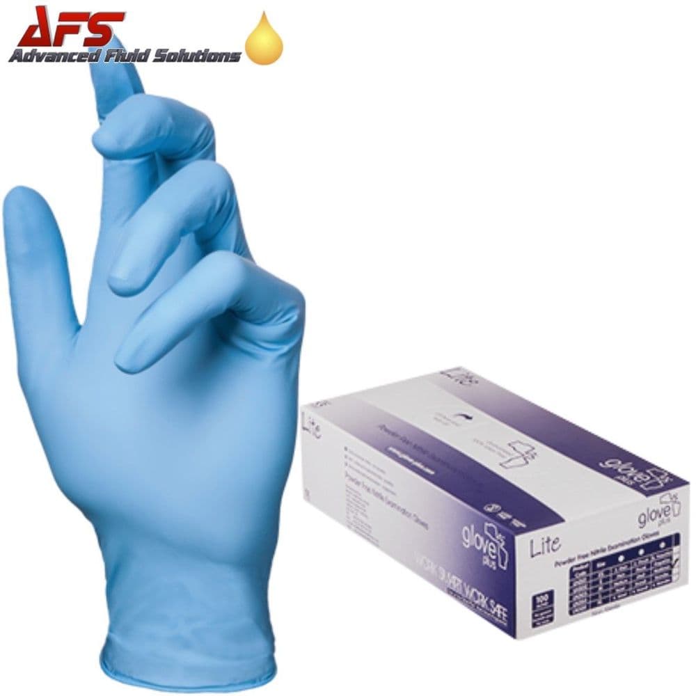 Glove Plus Lite Blue Powder Free Nitrile Examination Gloves - L