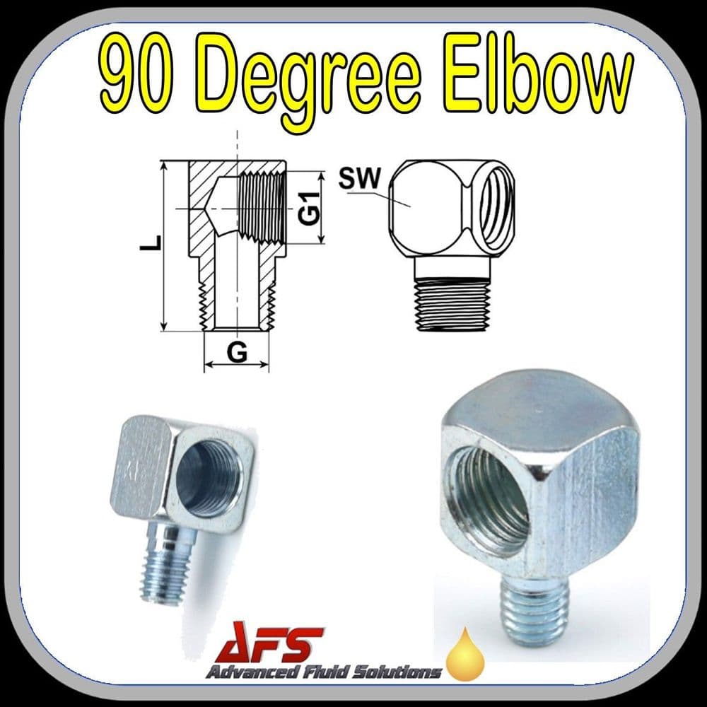 1/8" NPT Male x 1/8" NPT Female, 90 Degree Grease Fitting Adapters - Inc 1/8" NPT Male x 1/8" NPT Female, 90 Degree Grease Fitting Adapters - Inc